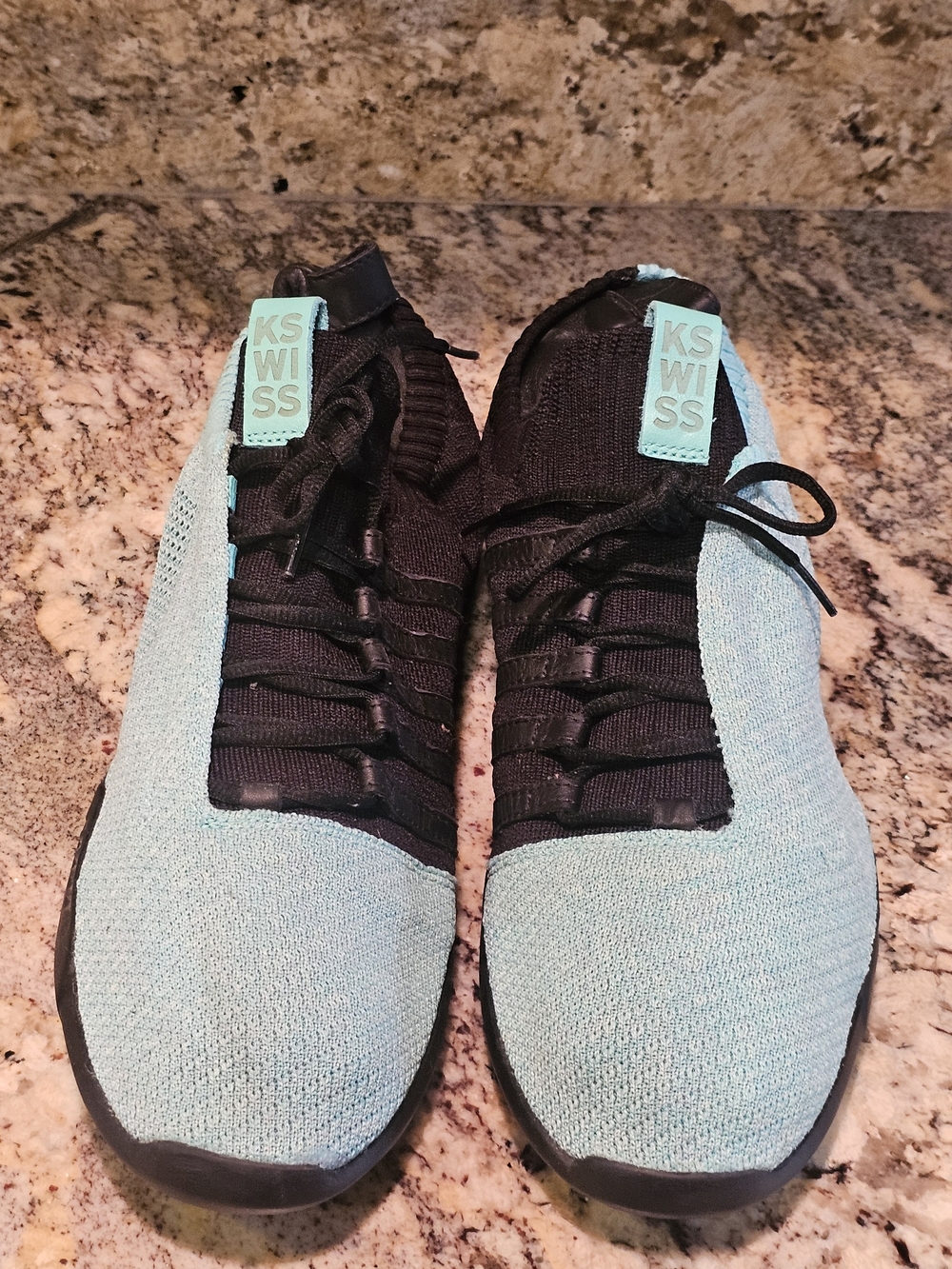 K-Swiss Black and Light Teal Blue Athletic Shoes